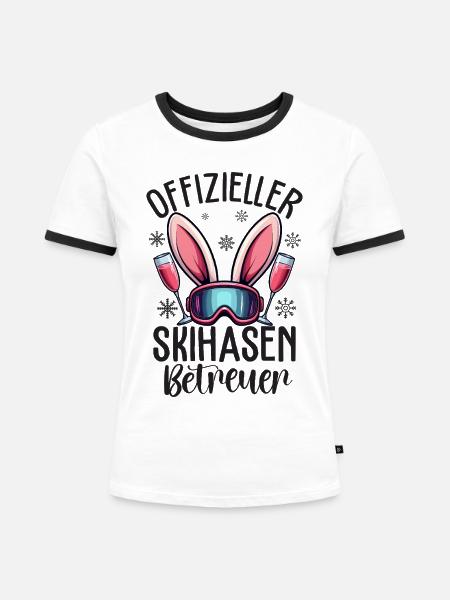 Offizieller Skihasen Betreuer - Frauen Kontrast-T-Shirt - Weiß/Schwarz