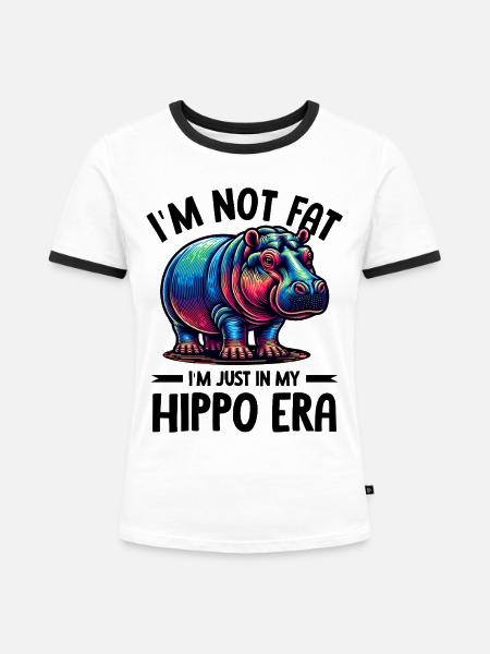 Nilpferd - Frauen Kontrast-T-Shirt - Weiß/Schwarz