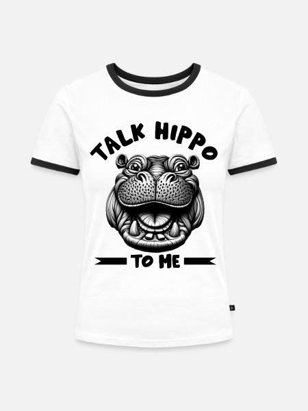 Nilpferd - Frauen Kontrast-T-Shirt - Weiß/Schwarz