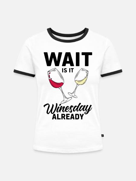 Wein Rotwein - Frauen Kontrast-T-Shirt - Weiß/Schwarz