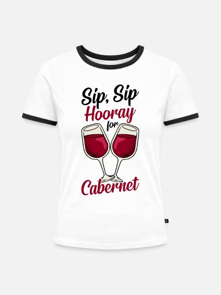 Wein Rotwein - Frauen Kontrast-T-Shirt - Weiß/Schwarz