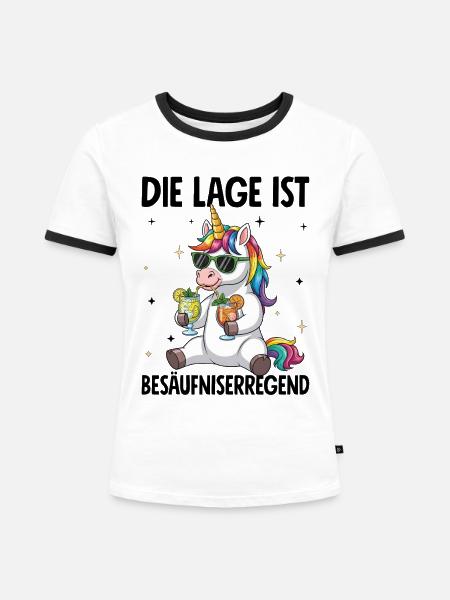 Die Lage Ist Besäufniserregend - Frauen Kontrast-T-Shirt - Weiß/Schwarz