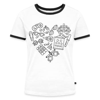 Augenoptiker Optiker Augenarzt Herz - Frauen Kontrast-T-Shirt - Weiß/Schwarz - Vorne - Selfina (174cm)