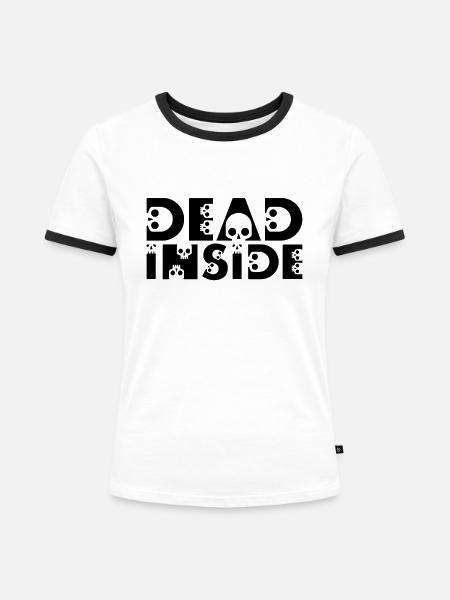 Totenköpfe. Innerlich tot - Frauen Kontrast-T-Shirt - Weiß/Schwarz