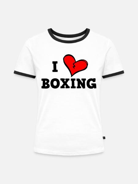 Ich liebe Boxen - Frauen Kontrast-T-Shirt - Weiß/Schwarz