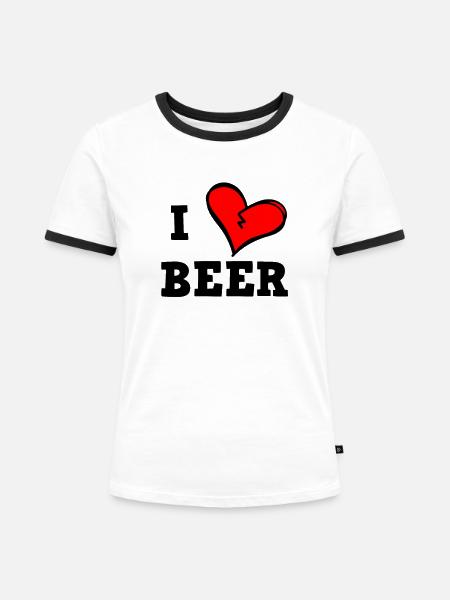 Ich liebe Bier - Frauen Kontrast-T-Shirt - Weiß/Schwarz