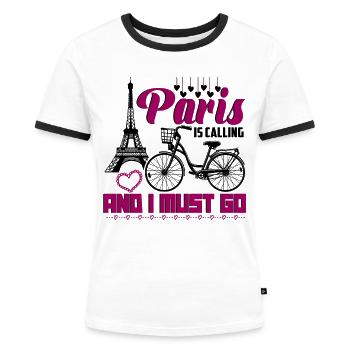 Ich Liebe Paris Frankreich - Frauen Kontrast-T-Shirt - Weiß/Schwarz - Vorne - Selfina (174cm)