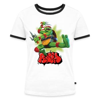 TMNT Mutant Mayhem Mit Turtle Raph - Frauen Kontrast-T-Shirt - Weiß/Schwarz - Vorne - Selfina (174cm)