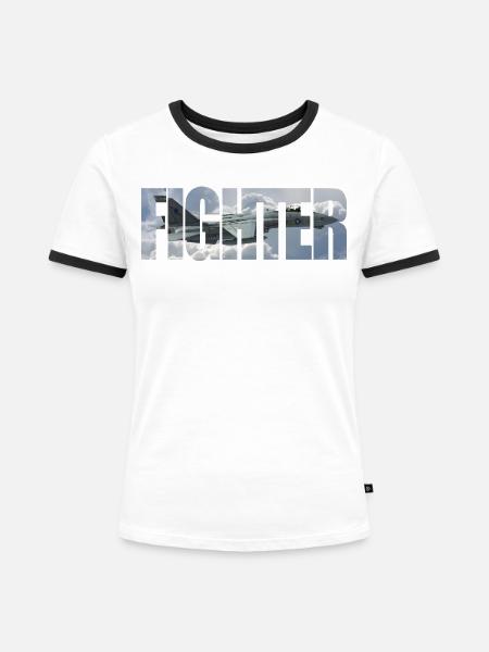 Fighter F-14 Tomcat - Frauen Kontrast-T-Shirt - Weiß/Schwarz