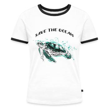 Save the Ocean - Frauen Kontrast-T-Shirt - Weiß/Schwarz - Vorne - Selfina (174cm)
