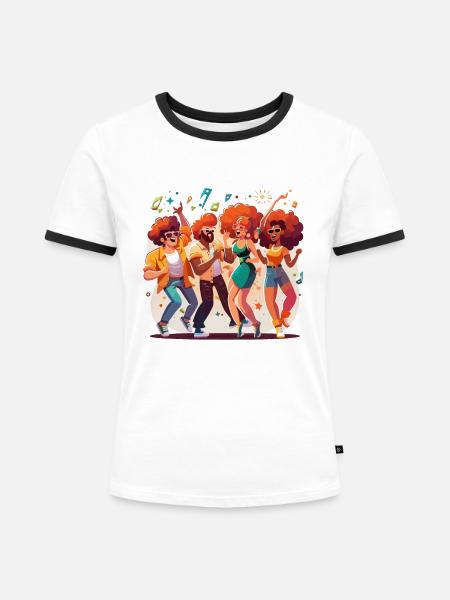 Disco-Nacht - Frauen Kontrast-T-Shirt - Weiß/Schwarz