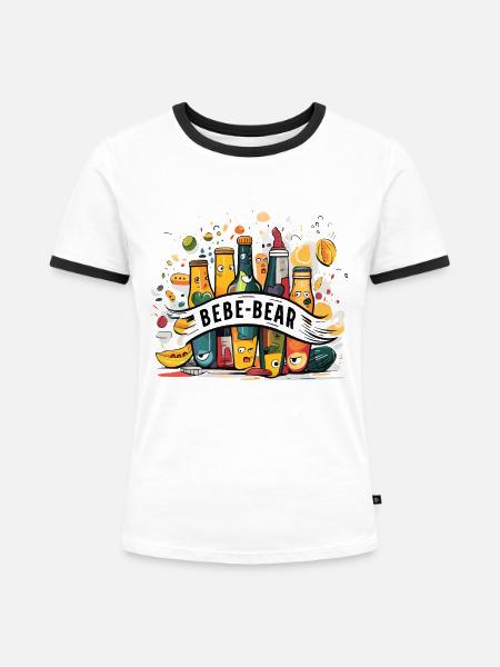 Bürsten & Gebräue - Frauen Kontrast-T-Shirt - Weiß/Schwarz