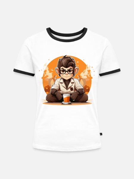 Primate Brew Barista Kaffeemischung - Frauen Kontrast-T-Shirt - Weiß/Schwarz
