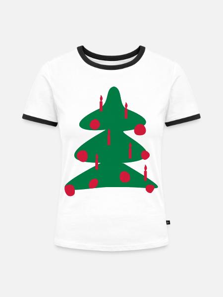 Weihnachtsbaum - Frauen Kontrast-T-Shirt - Weiß/Schwarz