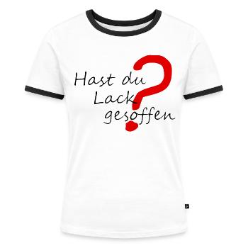 Lack gesoffen - Frauen Kontrast-T-Shirt - Weiß/Schwarz - Vorne - Selfina (174cm)