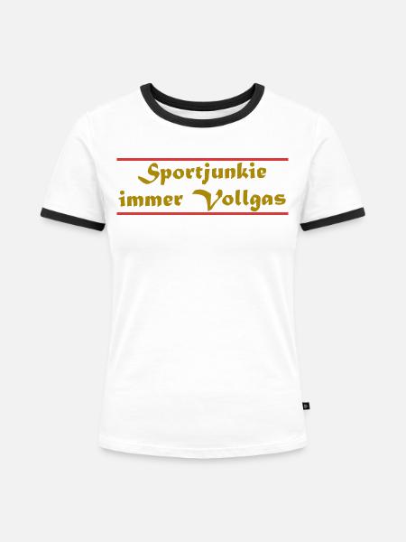 Sportjunkie immer Vollgas - Frauen Kontrast-T-Shirt - Weiß/Schwarz
