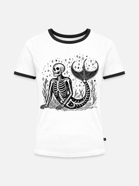 Sternzeichen Wassermann Skelett - Frauen Kontrast-T-Shirt - Weiß/Schwarz
