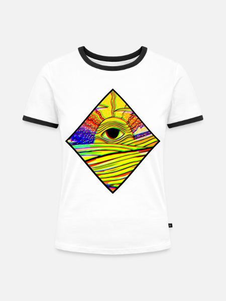Ätherische Sonne - Frauen Kontrast-T-Shirt - Weiß/Schwarz
