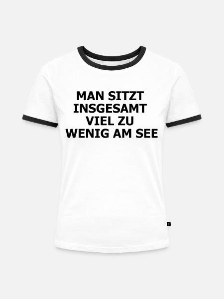 AM SEE - Frauen Kontrast-T-Shirt - Weiß/Schwarz