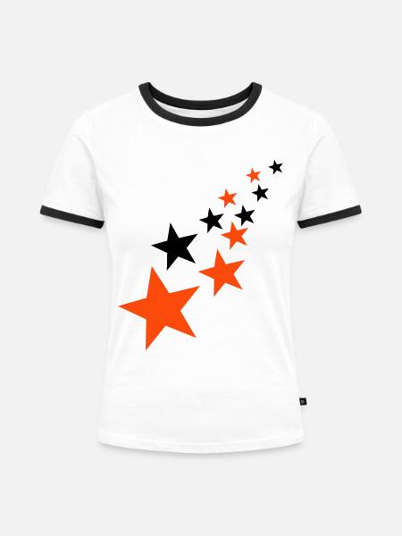 Sterne - Frauen Kontrast-T-Shirt - Weiß/Schwarz