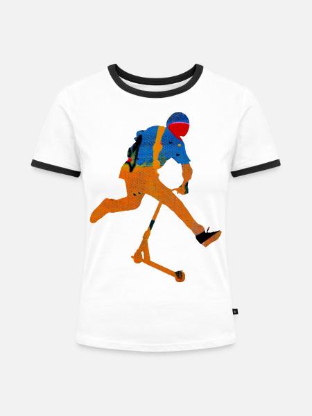 Freestyle-Roller - Frauen Kontrast-T-Shirt - Weiß/Schwarz