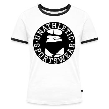 Unathletic Sweety Booty sportswear - Frauen Kontrast-T-Shirt - Weiß/Schwarz - Vorne - Selfina (174cm)