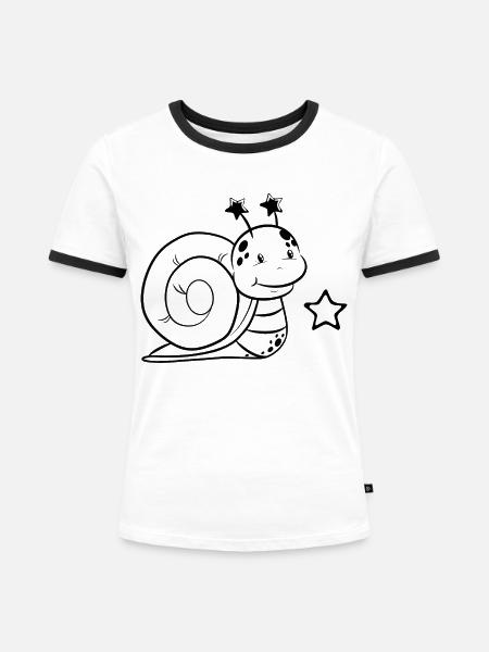 Schnecke mit Stern - Frauen Kontrast-T-Shirt - Weiß/Schwarz
