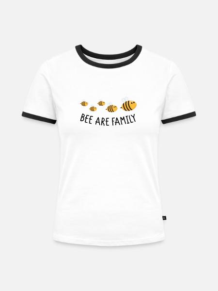Bee are family - Frauen Kontrast-T-Shirt - Weiß/Schwarz