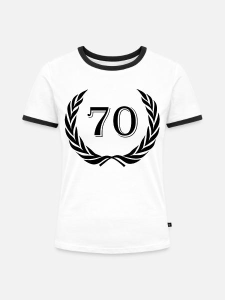 Jubiläum 70 Jahre - Frauen Kontrast-T-Shirt - Weiß/Schwarz