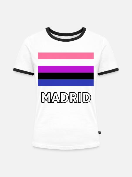 Genderfluid Pride Flagge Madrid - Frauen Kontrast-T-Shirt - Weiß/Schwarz