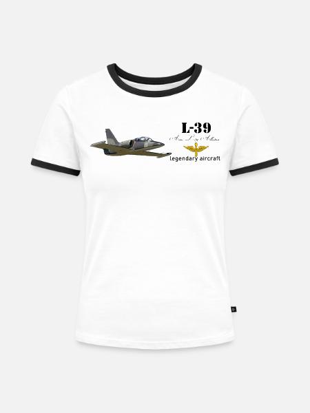 L-39 Albatros - Frauen Kontrast-T-Shirt - Weiß/Schwarz