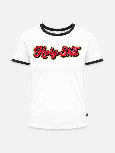Heilige Scheiße, 3D Red Script - Frauen Kontrast-T-Shirt - Weiß/Schwarz
