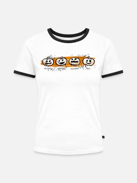 Halloween - Frauen Kontrast-T-Shirt - Weiß/Schwarz