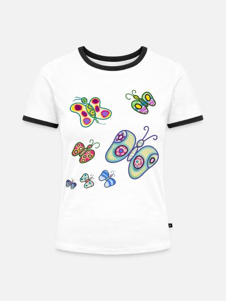Schmetterlinge der Freude - Frauen Kontrast-T-Shirt - Weiß/Schwarz
