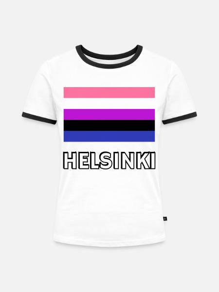 Genderfluid Pride Flagge Helsinki - Frauen Kontrast-T-Shirt - Weiß/Schwarz