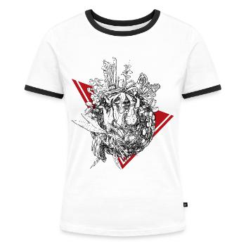 Planet der Fleischfressenden Pflanzen in Schwarz - Frauen Kontrast-T-Shirt - Weiß/Schwarz - Vorne - Selfina (174cm)