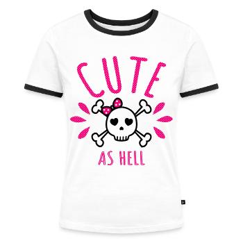 Süß wie Hölle niedlicher Totenkopf cute as hell - Frauen Kontrast-T-Shirt - Weiß/Schwarz - Vorne - Selfina (174cm)