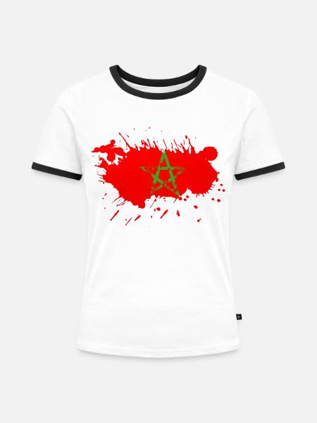 Marokko - Frauen Kontrast-T-Shirt - Weiß/Schwarz