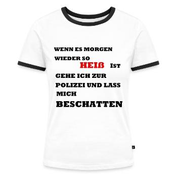 Sommer Hitze - Frauen Kontrast-T-Shirt - Weiß/Schwarz - Vorne - Selfina (174cm)