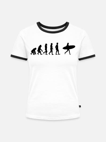 Surfergirl - Frauen Kontrast-T-Shirt - Weiß/Schwarz
