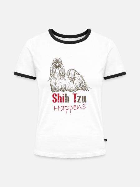 Shit happens - Frauen Kontrast-T-Shirt - Weiß/Schwarz