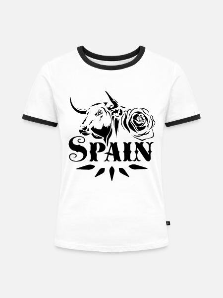 Spain - Frauen Kontrast-T-Shirt - Weiß/Schwarz