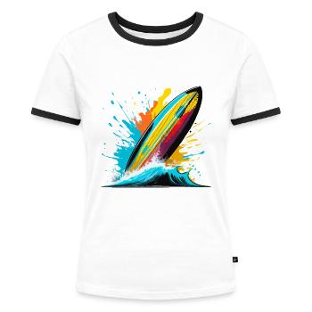 Surfbrett - Frauen Kontrast-T-Shirt - Weiß/Schwarz - Vorne - Selfina (174cm)