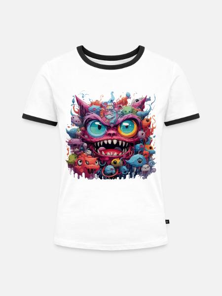 Chaos-Kreatur - Frauen Kontrast-T-Shirt - Weiß/Schwarz