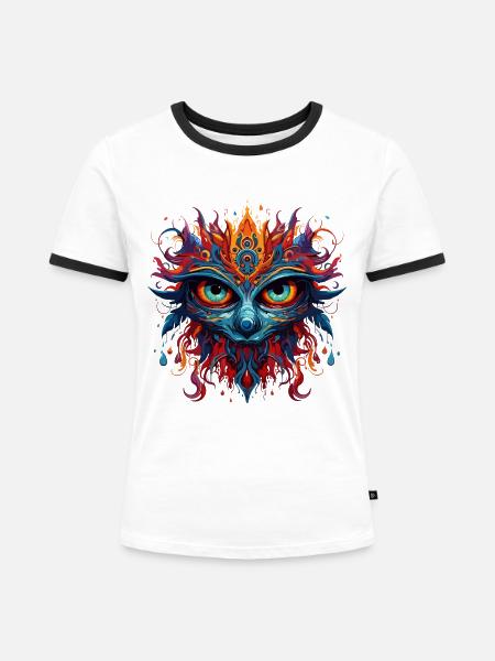 Mystik Maske - Frauen Kontrast-T-Shirt - Weiß/Schwarz