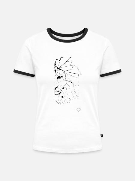 Löwe in Zion * - Frauen Kontrast-T-Shirt - Weiß/Schwarz