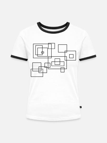 Rechtecke - Frauen Kontrast-T-Shirt - Weiß/Schwarz