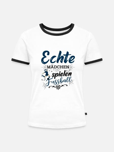 Fussball Mädchen Frauen - Frauen Kontrast-T-Shirt - Weiß/Schwarz
