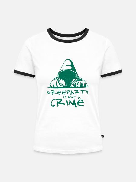 Freeparty is not a crime - Frauen Kontrast-T-Shirt - Weiß/Schwarz