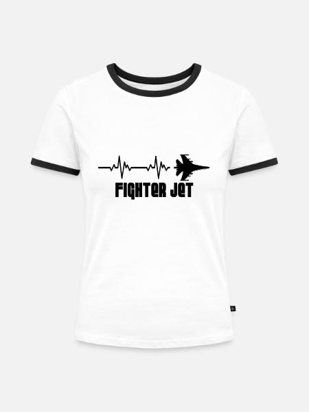 Heartbeat Kampfjet - Frauen Kontrast-T-Shirt - Weiß/Schwarz